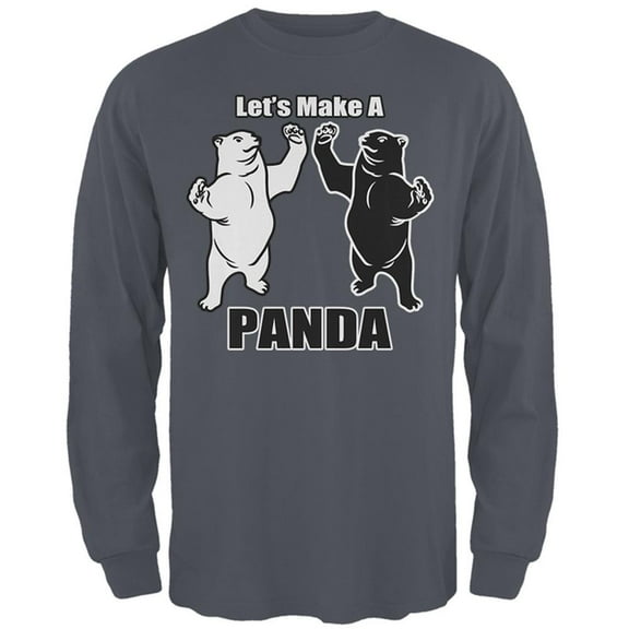 Let's Make A Panda Funny Mens Long Sleeve T Shirt Charcoal SM