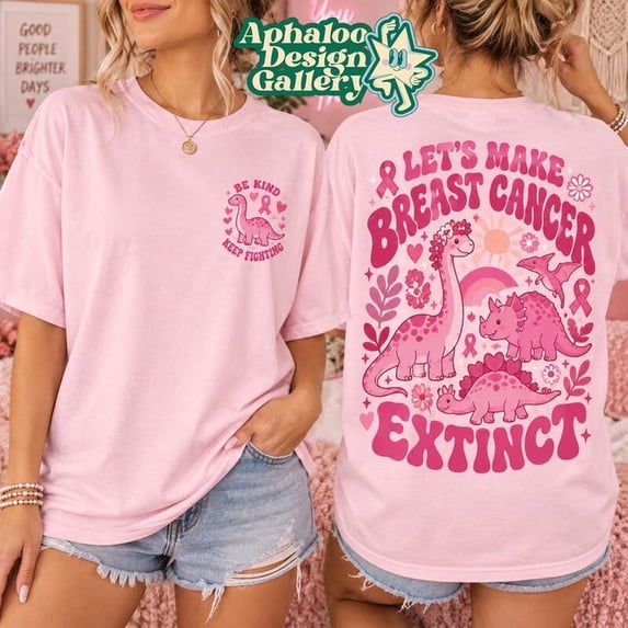 Let's Make Cancer Extinct Pink Dino Warrior Shirt, Breast Cancer ...