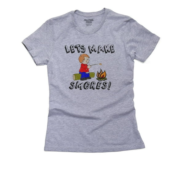Let's Make Smores! - Camping Campfire Graphic Women's Cotton Grey T-Shirt