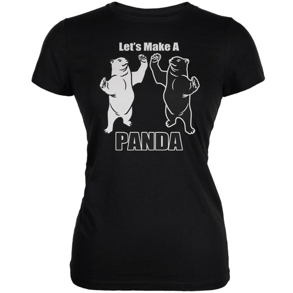 Let's Make a Panda Funny Black Juniors Soft T-Shirt - Medium