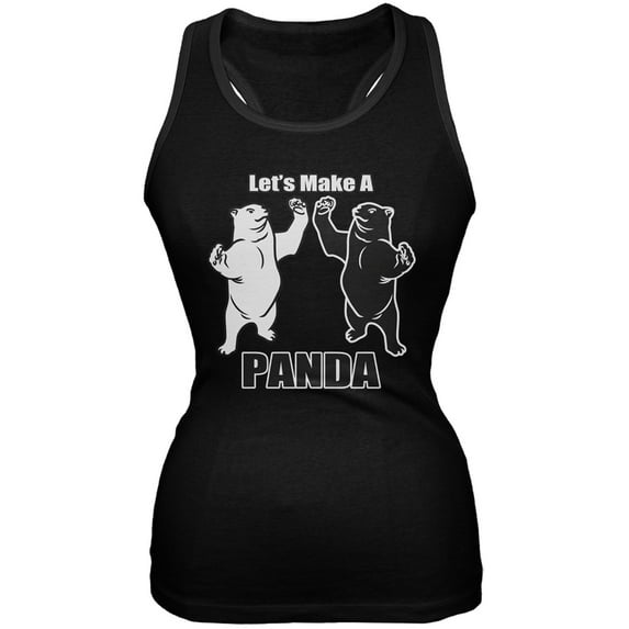 Let's Make a Panda Funny Black Juniors Soft Tank Top - Medium