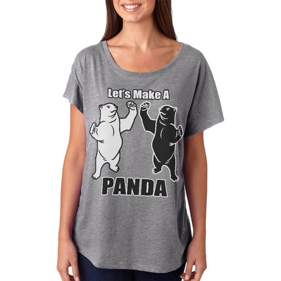 Let's Make a Panda Funny Juniors Dolman T Shirt Heather SM