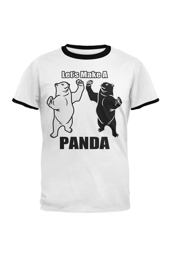 Let's Make a Panda Funny Mens Ringer T Shirt White-Black 2XL