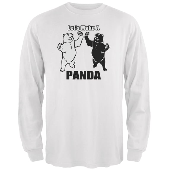 Let's Make a Panda Funny White Adult Long Sleeve T-Shirt - 2X-Large