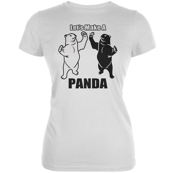 Let's Make a Panda Funny White Juniors Soft T-Shirt - Small