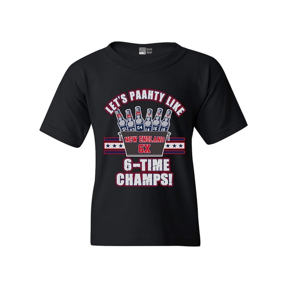 Let's Paahty Like 6-Time Champs New England Football DT Youth Kids T-Shirt Tee