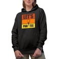 thumbnail image 1 of Let's Par Tee Pun for Party Quote with a Ball on a Tee, Golf Player, Golfing or Golfer Themed Merch Gift, Black Hooded Sweatshirt or Hoodie, Small, 1 of 5