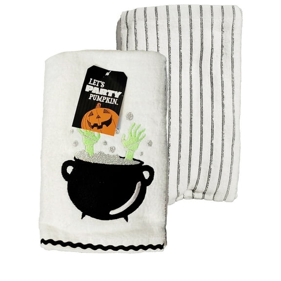 Let's Party Halloween Towels, Embroidered Cauldron 16 x 26 inches