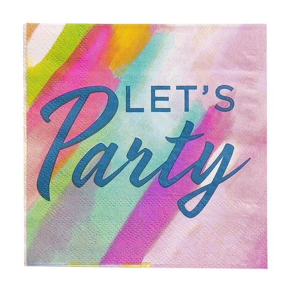 Lets Party Pastel Watercolor Beverage Napkins - 16 pieces