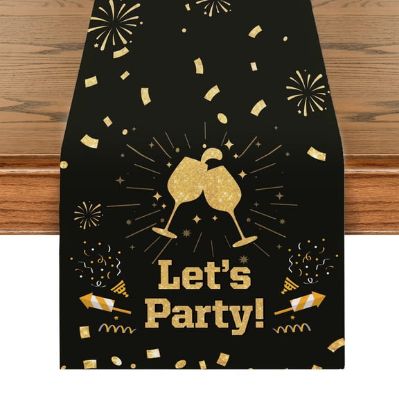 Let's Party Table Runner, Modern Minimalism Table Throw Tablecloth, For Kitchen Dining Living Room, Show Wedding Party Table Setting Decor