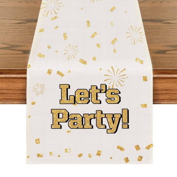Let's Party Table Runner, Modern Minimalism Table Throw Tablecloth, For Kitchen Dining Living Room, Show Wedding Party Table Setting Decor