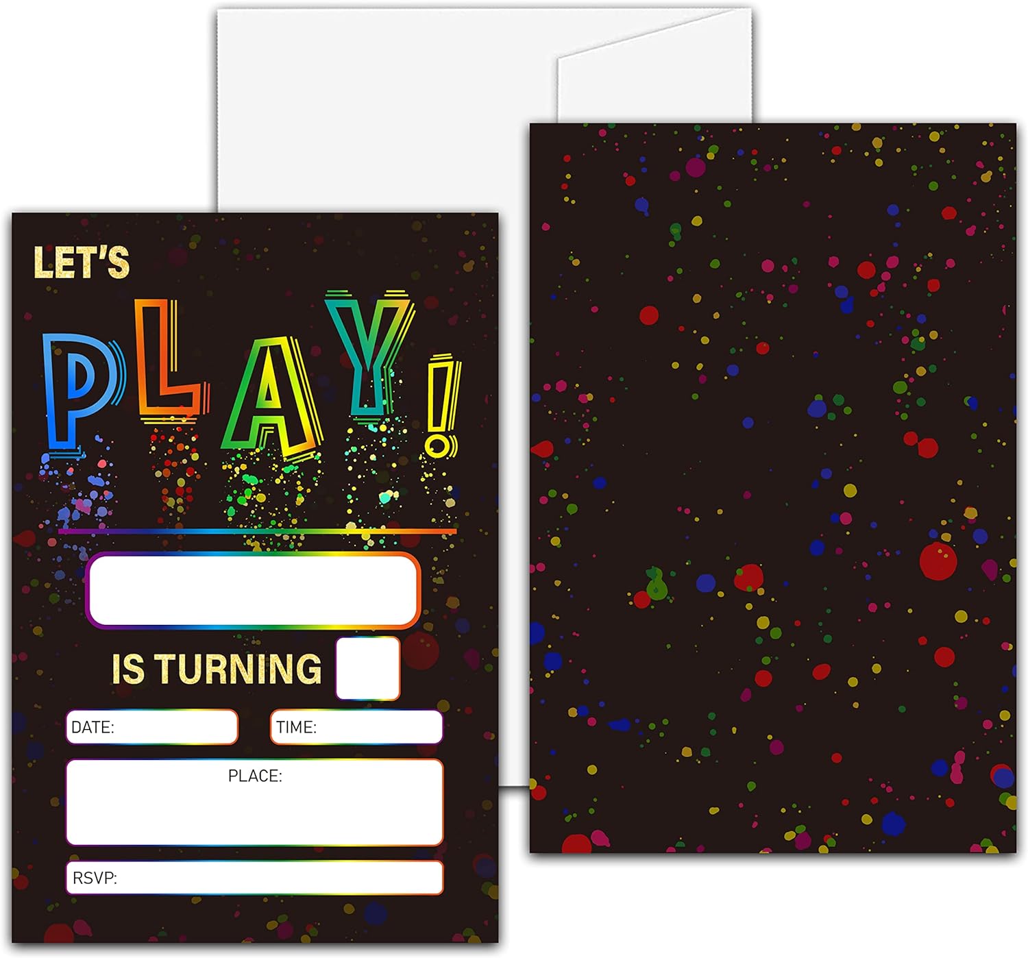 Let's Play Birthday Party Invitation Personalized Splash Ink Teens