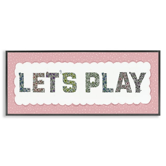 Stupell Industries Let's Play Floral Pattern Black Framed Giclee Art, design by Jennifer Stith, 10 x 24