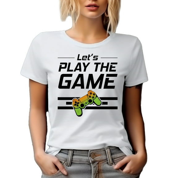 Let's Play the Game, Gaming Enthusiast or Video Gamer, White T-Shirt, Small
