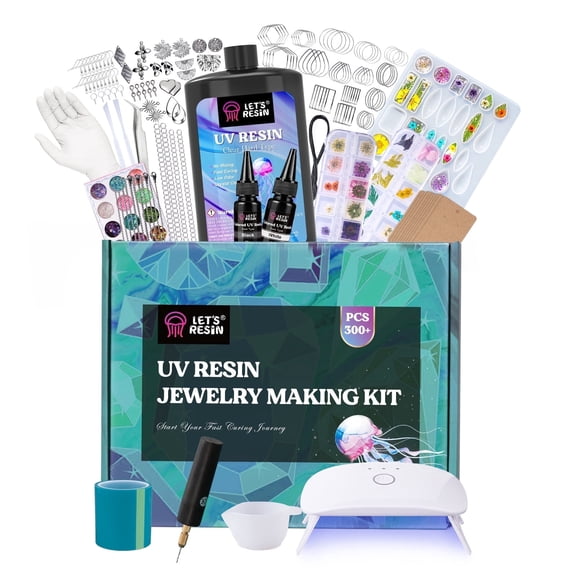 LET'S RESIN UV Resin Jewelry Making Art & Craft Kits With 300+Pcs, Perfect for Beginners and Experienced Crafters Alike