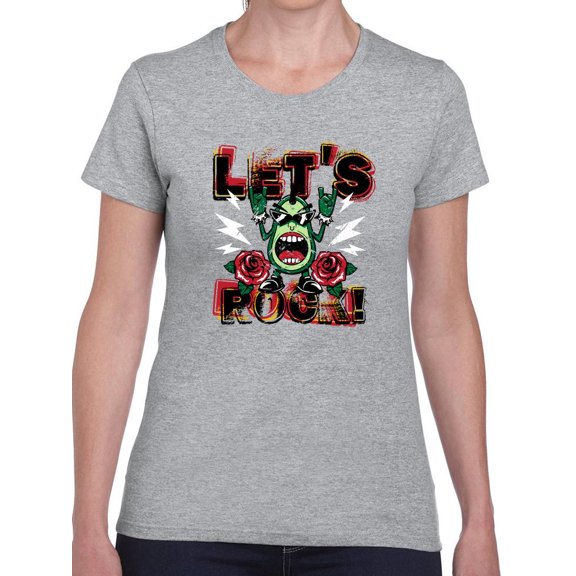 Let's Rock! Avocado Shaped T-Shirt Women -Smartprints Designs, Female Medium
