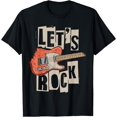 thumbnail image 1 of Let's Rock Electric Guitar Music Lover Band Guitarist Retro T-Shirt Black Small, 1 of 4