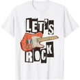 thumbnail image 1 of Let's Rock Electric Guitar Music Lover Band Guitarist Retro T-Shirt, 1 of 3