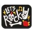 thumbnail image 1 of Let's Rock Roll Music Skull Hand Sign Applique Multi-Color Embroidered Hook & Loop Patch - 3.5 Inch Large, 1 of 5