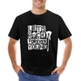 thumbnail image 1 of Let's Rock Slogan Skull And Guitar Vector Illustration Vintage T-shirt Mens Cotton Classic Crewneck Short Sleeve Tees Unisex Black M, 1 of 5
