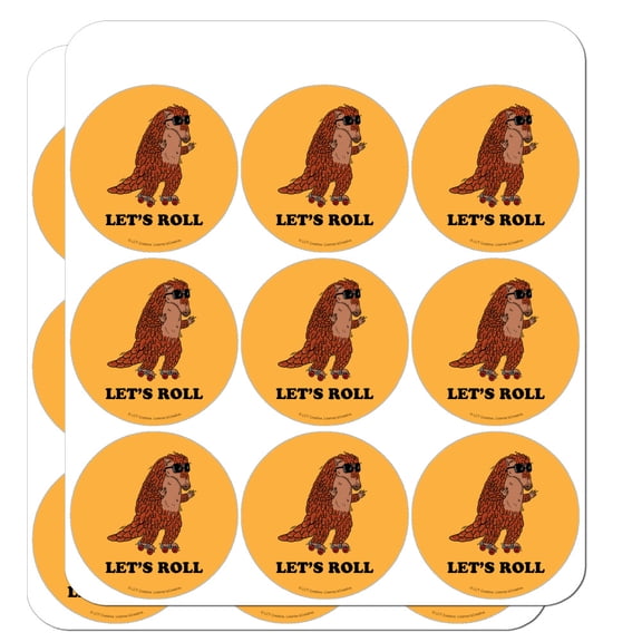 Let's Roll Armadillo Roller Skates Funny Humor 1" Planner Calendar Scrapbooking Crafting Clear Stickers