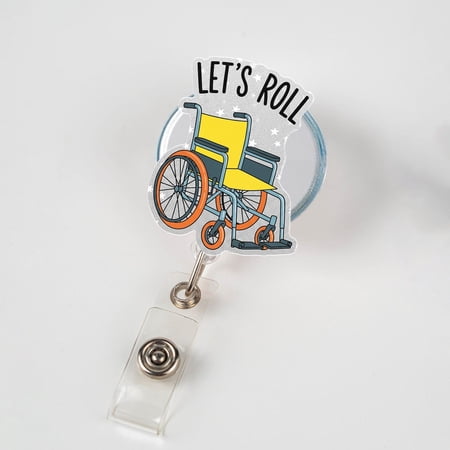 Let's Roll Wheelchair Badge Reel, Physical Therapist, ID Badge Holder, Nursing Assistant, Nurse Gift