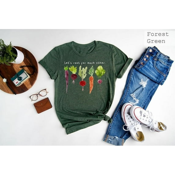 Let’s Root For Each Other Shirt, Funny Vegetable T-Shirt, Uplifting Garden Tee, Cute Spring Gift Shirt for Plant Lovers