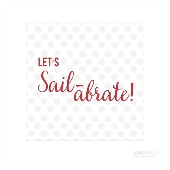 Let's Sail-abrate Sail Away Nautical Birthday Square Gift Labels, 40-Pack