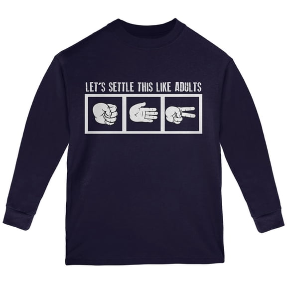 Let's Settle This Like Adults Rock Paper Scissor Youth Long Sleeve T Shirt Navy YLG