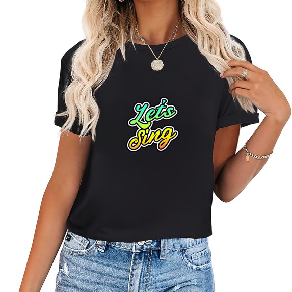 Let's Sing Graffiti Art Fashionable Womens Short Sleeve Graphic Tee Shirt Back To School Gifts