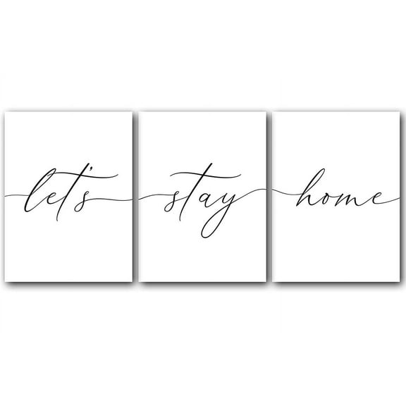 Let's Stay Home, Set of 3 Prints, Unframed, Minimalist Art, Home Wall Decor