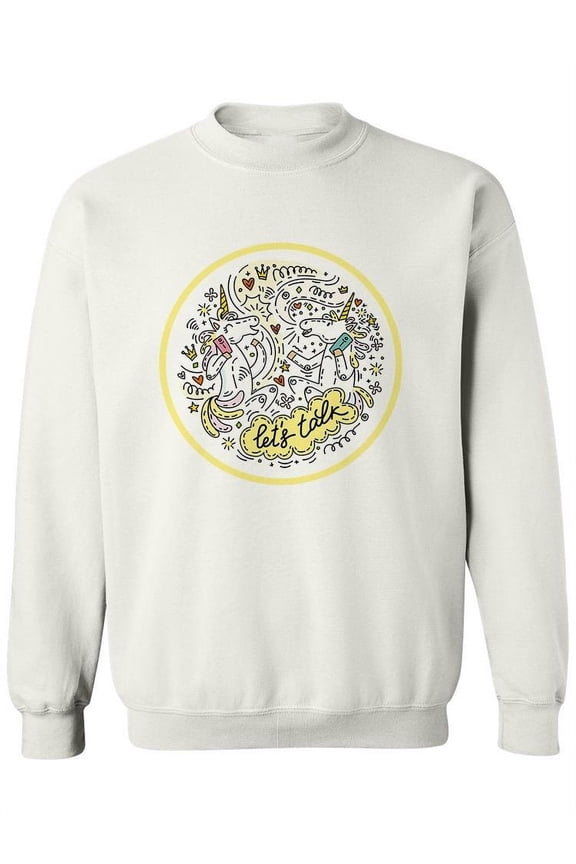 Let's Talk Unicorn Doodle Sweatshirt Women -Image by Shutterstock, Female XX-Large