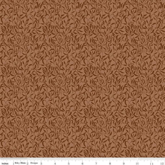 Let's Wander Leaflets Rust Cotton Fabric