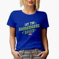 thumbnail image 1 of Let the Shenanigans Begin Quote & Mustache Art, St. Patrick's Day Merch Gift, Royal Blue T-Shirt, Medium, 1 of 5