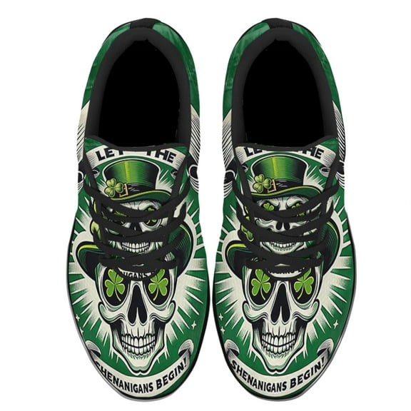 Let the Shenanigans Begin Skull Irish Shoes Sneakers Black Size 10