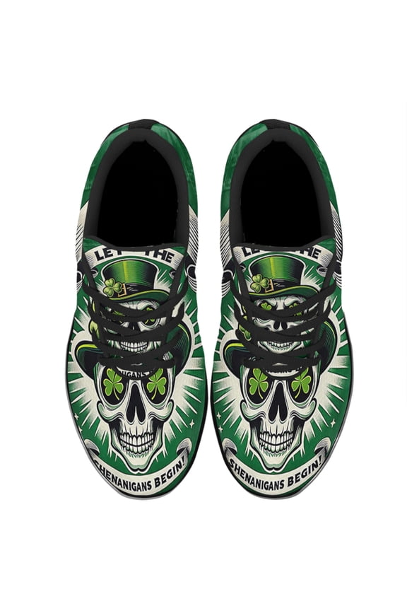 Let the Shenanigans Begin Skull Irish Shoes Sneakers Black Size 8.5