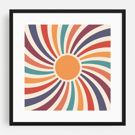 Let the sunshine in  - Illustration Black Framed Wall Art Print 12 x 12 inches