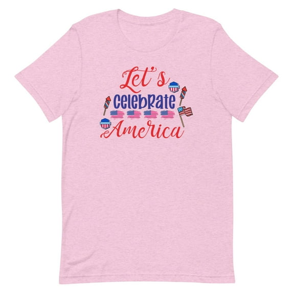 Let us Celebrate America Patriotic Shirt (Heather Prism Lilac, XS)