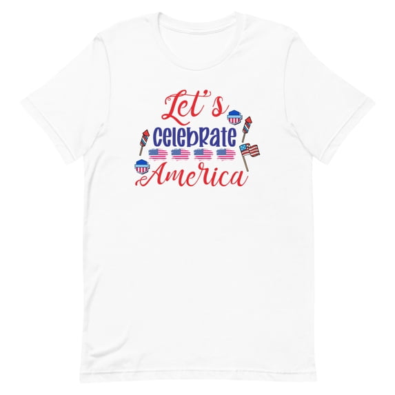 Let us Celebrate America Patriotic Shirt (White, S)