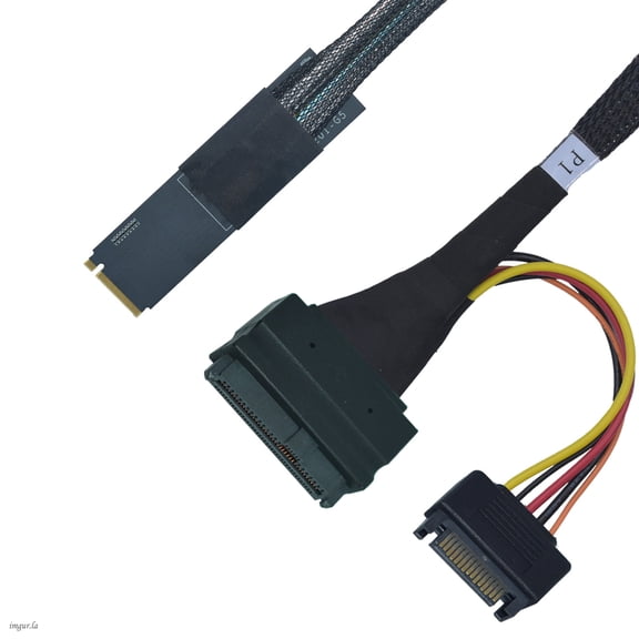 LetLinkSo PCIe 4.0 M.2 to U.2 Adapter, M.2 to SFF-8639 U.2 NVMe SSD Cable with 15Pin Power, Right Exit, 1.6ft (50cm)