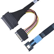 LetLinkSo PCIe 5.0 MCIO x4 to U.2 SFF-8639 Cable for NVMe SSD with 15Pin Power, 1.6ft 50cm