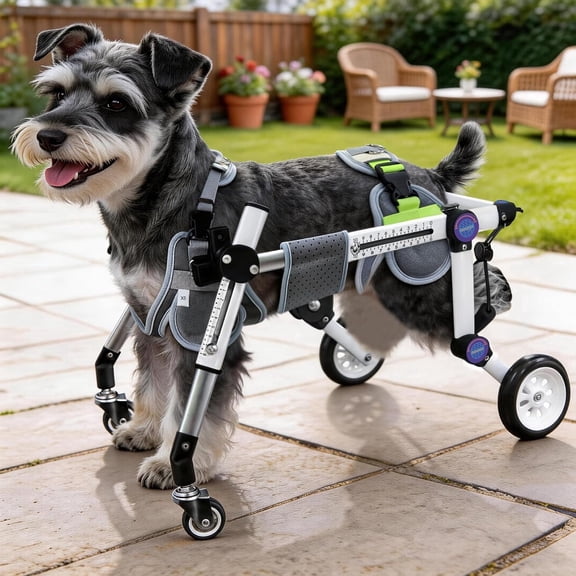 LetPetRun Adjustable 4-Wheel Dog Wheelchair S, Full Body Support Dog Cart for Front & Rear Leg Disabilities, Foldable Lightweight Pet Mobility Aid