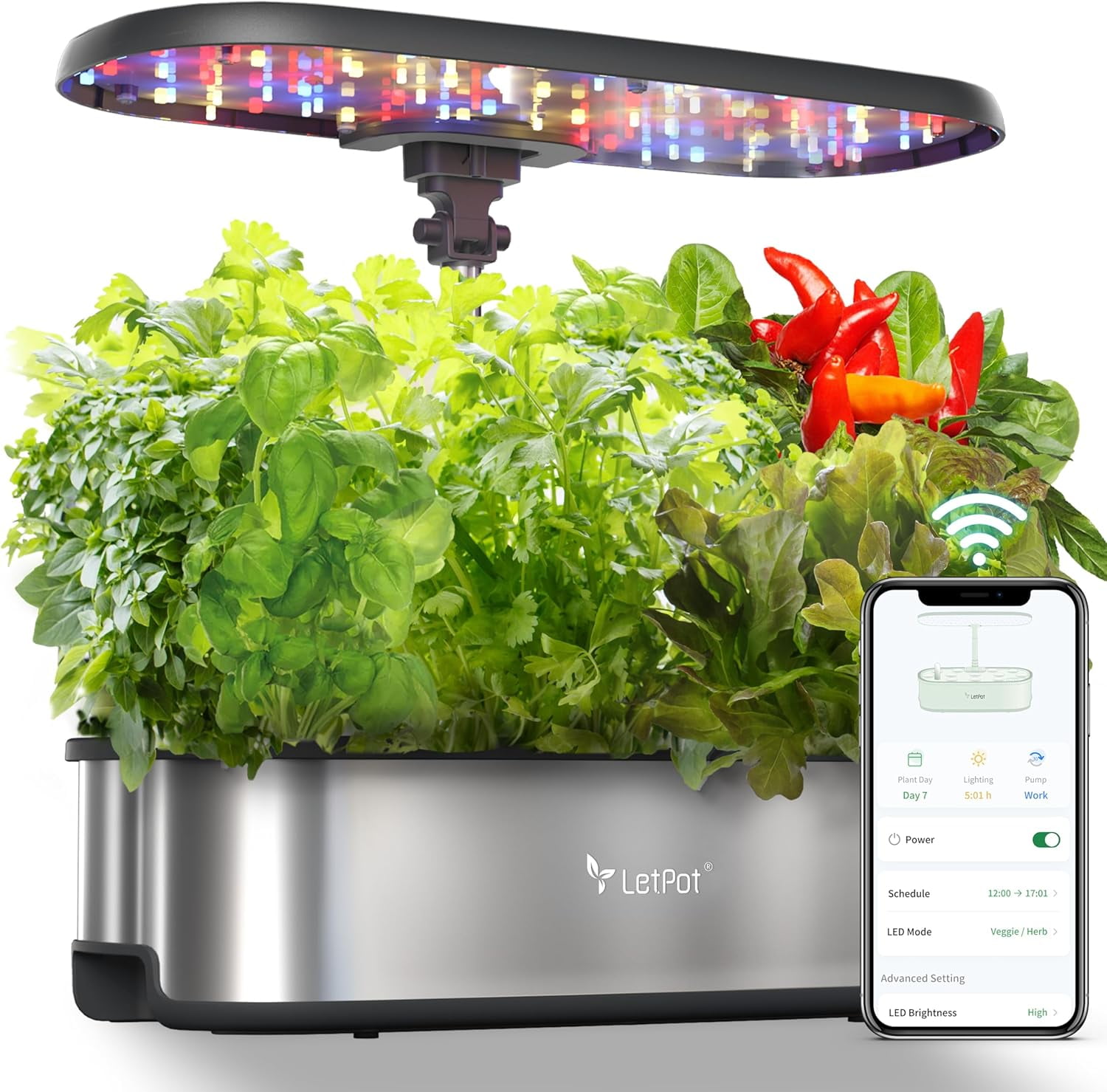 LetPot 12-Pod Smart Hydroponics System SE Indoor Growing System, APP-Controlled Herb Garden Kit, 5.8lb
