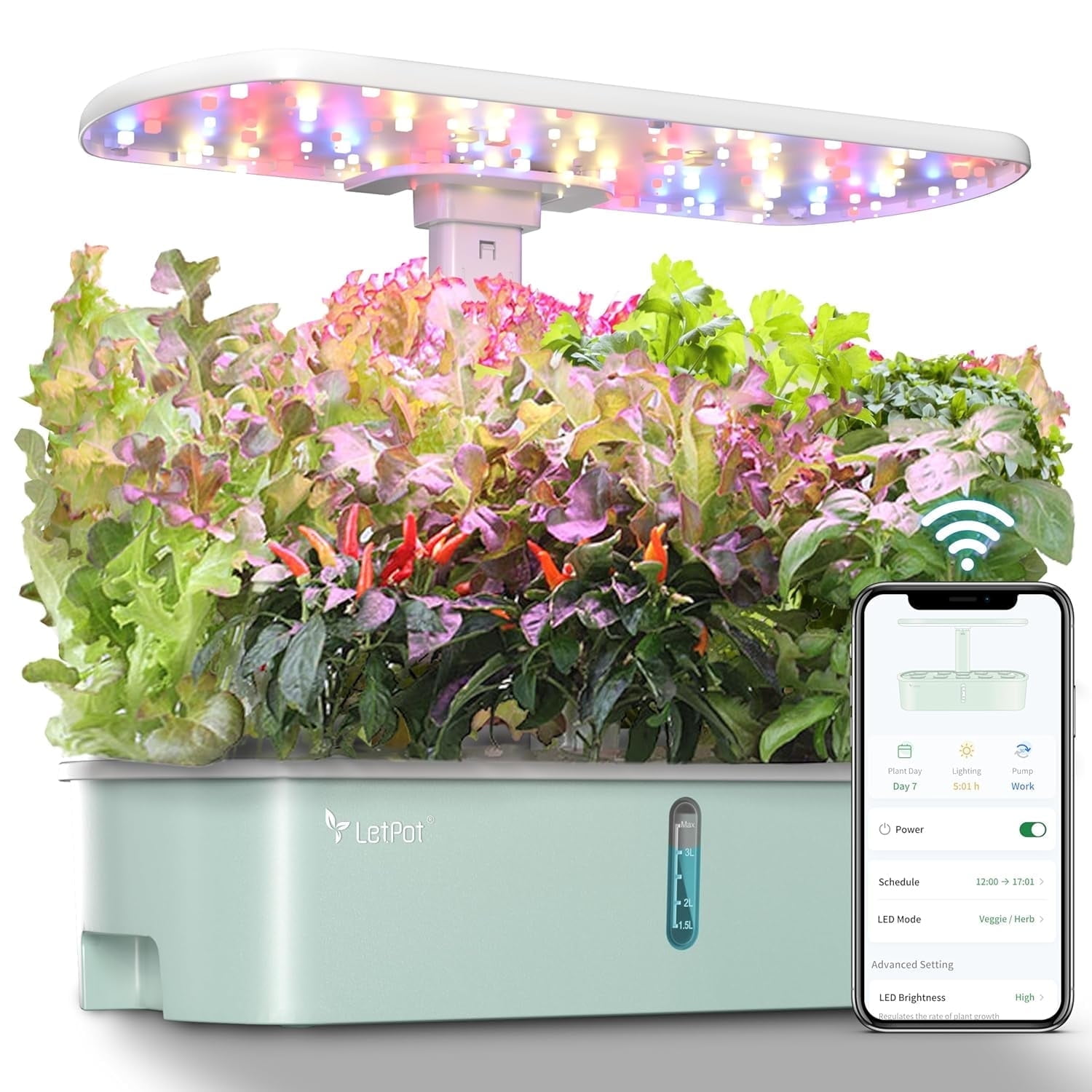 LetPot Air 10 Pods Hydroponics Growing System, APP & WiFi Controlled Smart Indoor Garden, 3.5lb