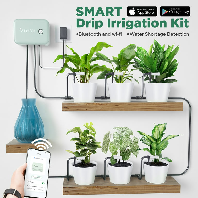 LetPot WiFi Garden Drip Irrigation Kit, Indoor Automatic Watering System  for Potted Plants, Green
