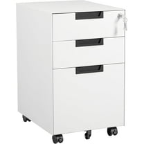 Letaya 3 Drawer Mobile File Cabinet with Lock,Under Desk Metal Small Filing Cabinets for Home Office Organizer Letters/Legal/A4(Fully Assembled Except Wheels-White)