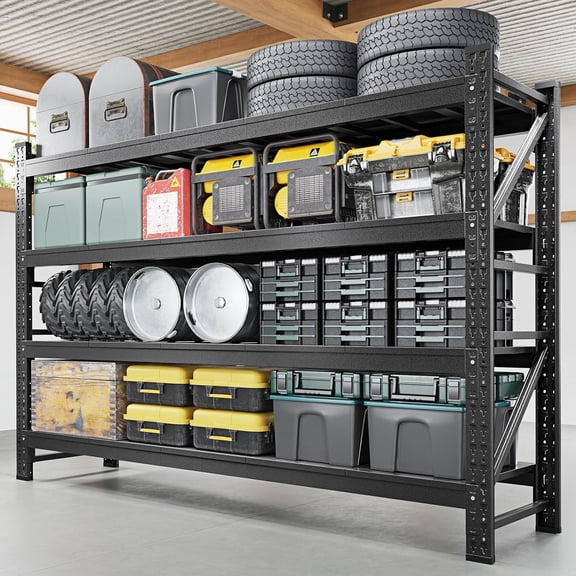 Letaya 68" W Storage Shelves Heavy Duty, 7000LBS Garage Shelving Units, 4 Tier Adjustable Utility Rack Shelf,Large Metal Industrial Shelves,for Shop,Warehouse,Basement (68" W x 24" D x 64" H)