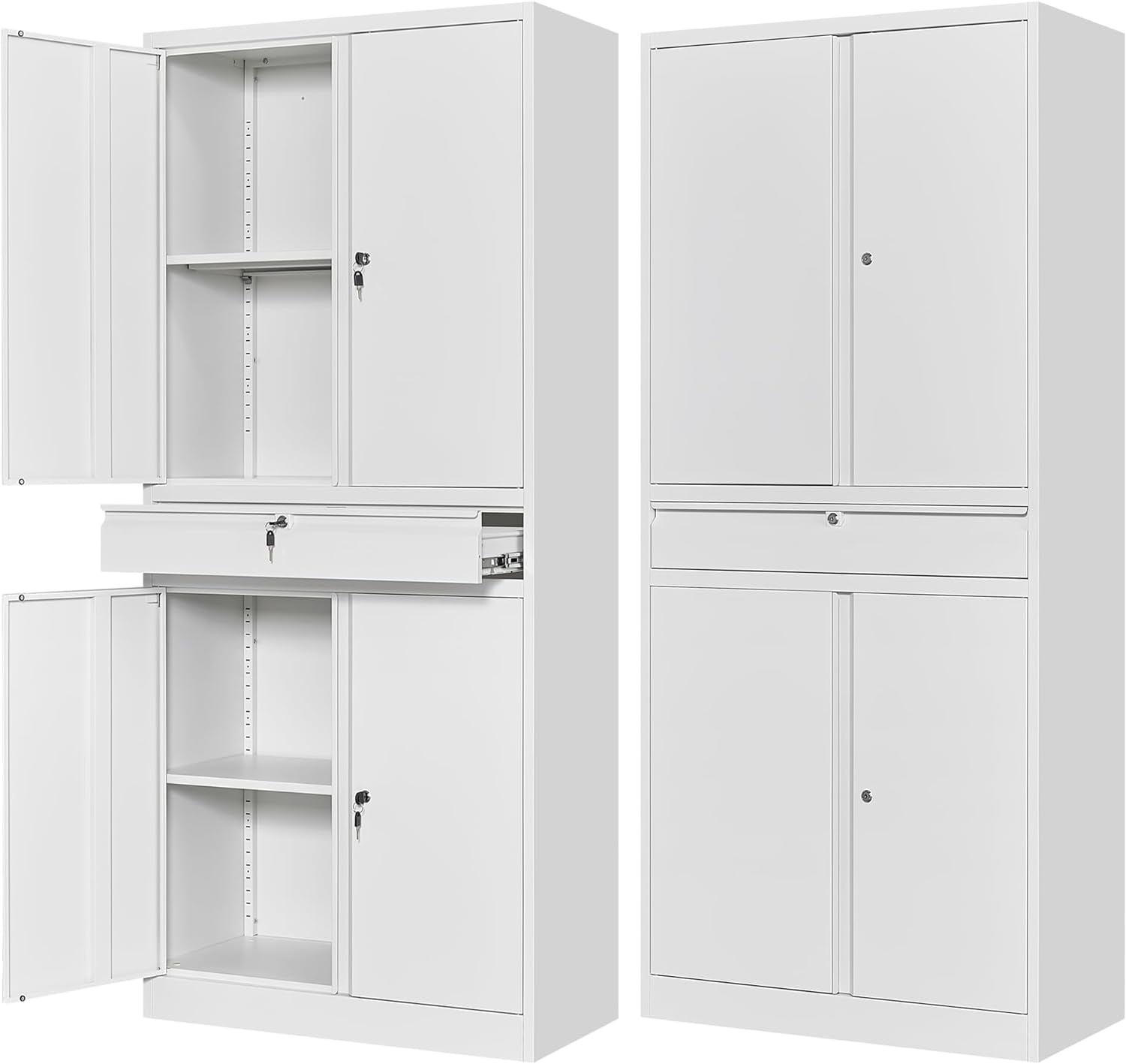 Letaya Metal Garage Storage Cabinet with Drawer,4 Door Tool Cabinet