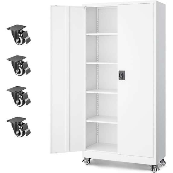Letaya Metal Garage Storage Cabinets with Lock Door and Adjustable Shelves, Steel Tool Cabinets for Home,Office,Warehouse Organisieren (White, 75" H)