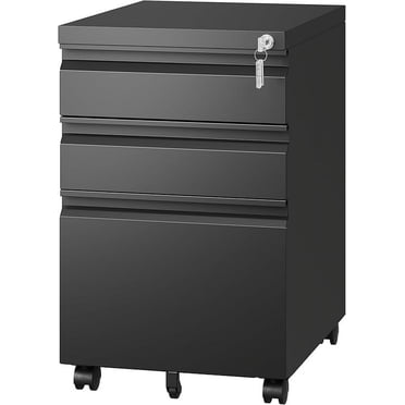Letaya 3 Drawer Mobile File Cabinet With Lock - Metal Storage For Home Office Organization